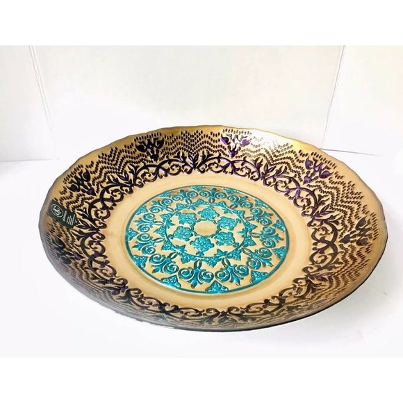 DC Glassware 17” Decorative Centerpiece Floral Serving Bowl Multicolor NWT - Picture 3 of 9